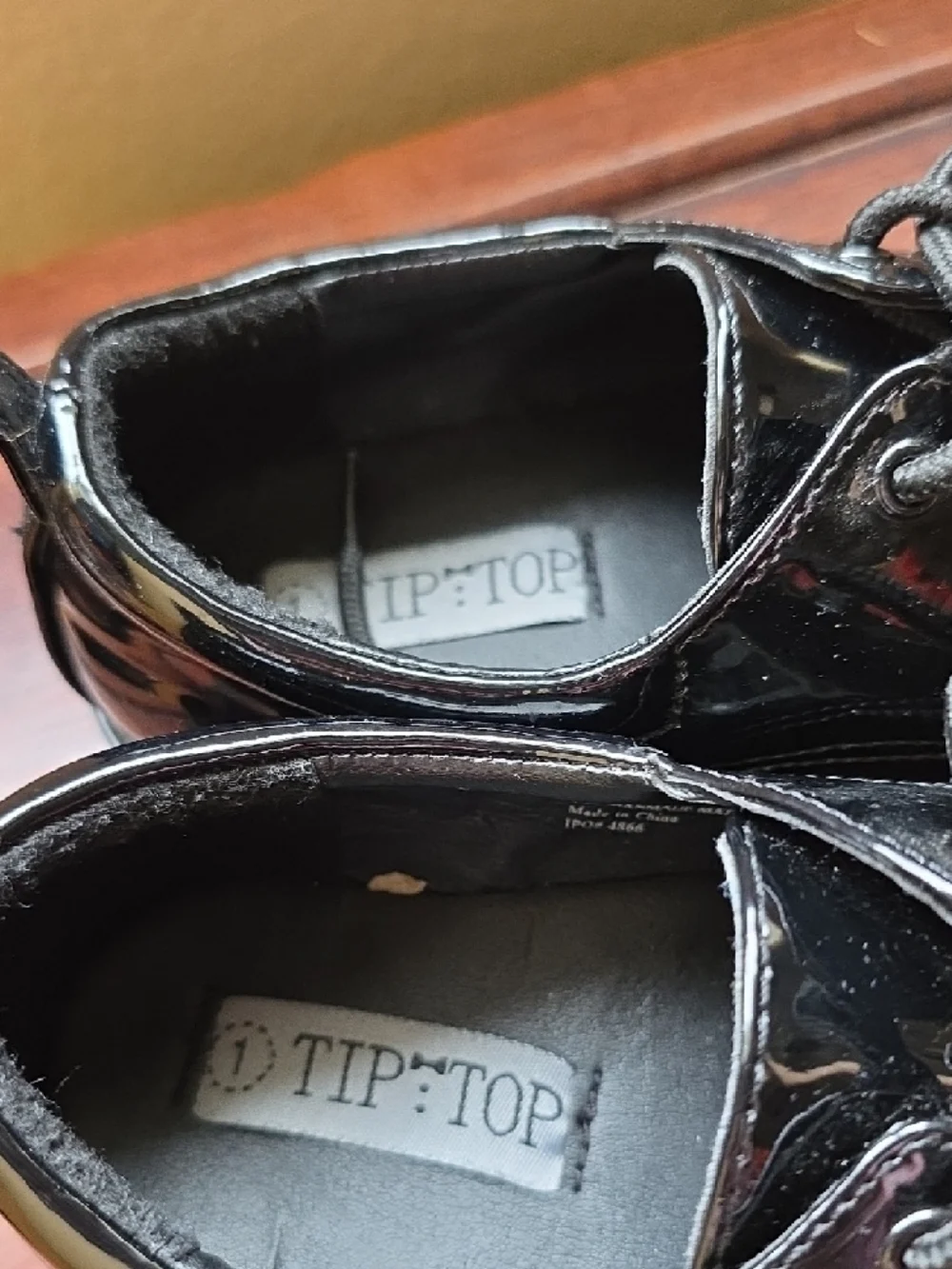 Tip Top Kids Black Patent Moccasin Lace-Up Shoes
